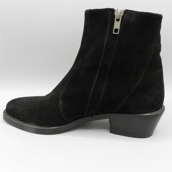 Theyskens Theory Black Suede Ankle Boots Sz 40 EU 9.5 US Low Block Heel Side Zip - Picture 6 of 12